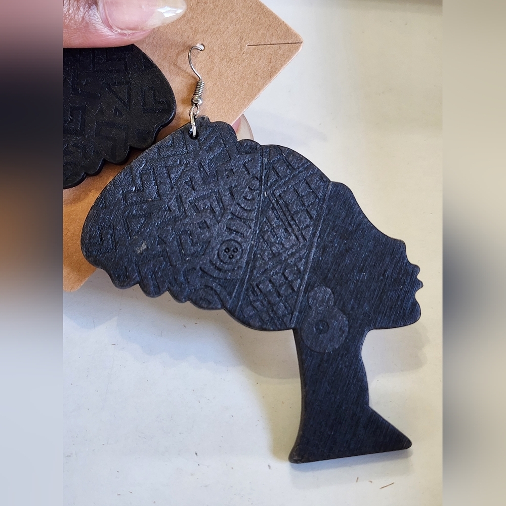 Bold Black Handcrafted African Statement Earrings… - image 5